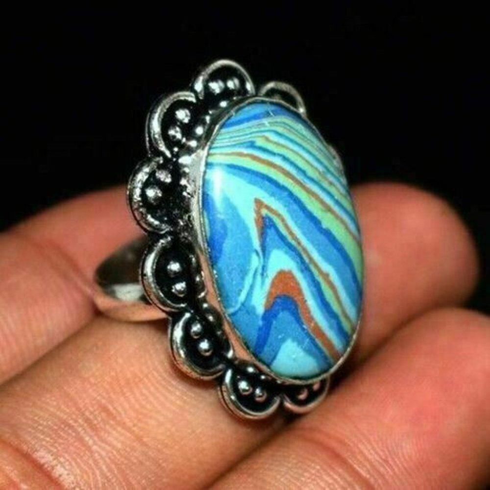 Womens Blue Faux Turquoise Ring